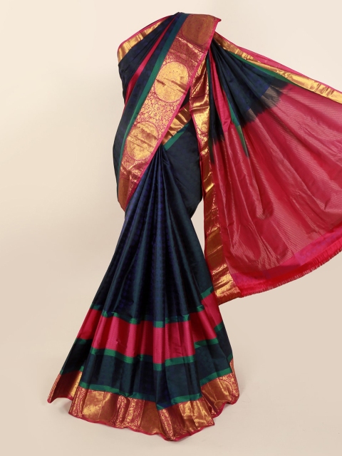 

Pothys Blue & Red Pure Silk Printed Kanjeevaram Saree