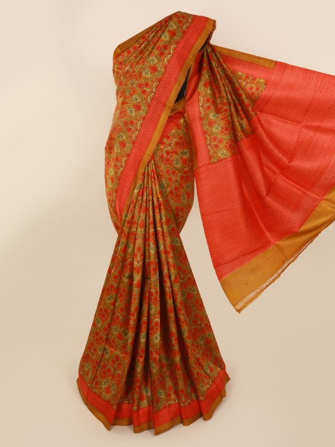 

Pothys Mustard Pure Silk Printed Murshidabad silk Saree