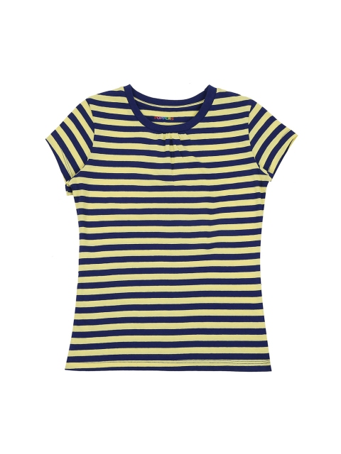 

POPPERS by Pantaloons Girls Yellow Striped Henley Neck T-shirt