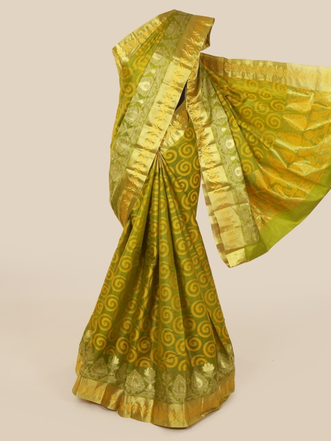 

Pothys Green Pure Silk Woven Design Tussar Saree