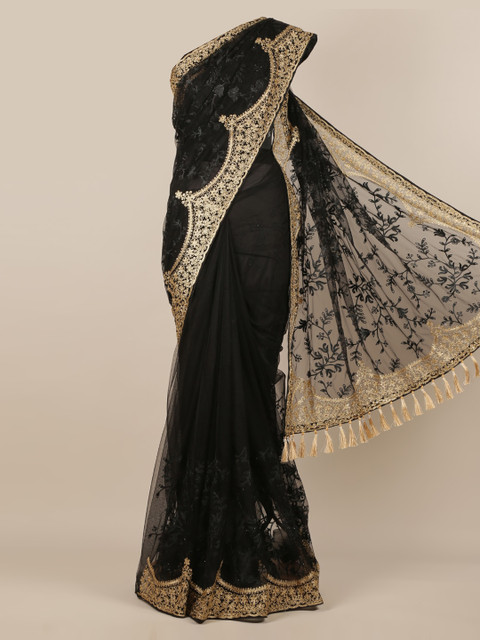 

Pothys Black Embroidered Net Saree