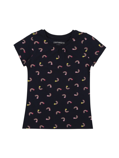 

Pantaloons Junior Girls Navy Blue Printed Round Neck T-shirt