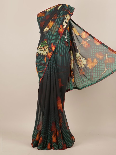 

Pothys Green Printed Poly Chiffon Saree