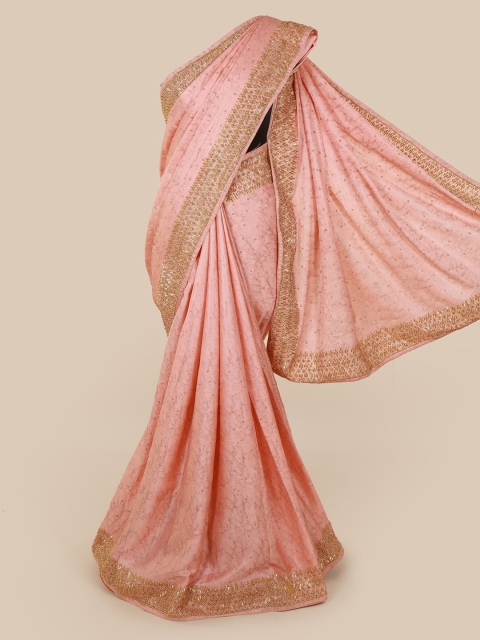 

Pothys Pink Embellished Pure Georgette Saree