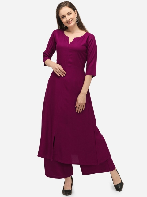 

Florence Women Magenta Solid A-Line Kurta