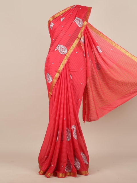 

Pothys Pink Printed Poly Georgette Saree