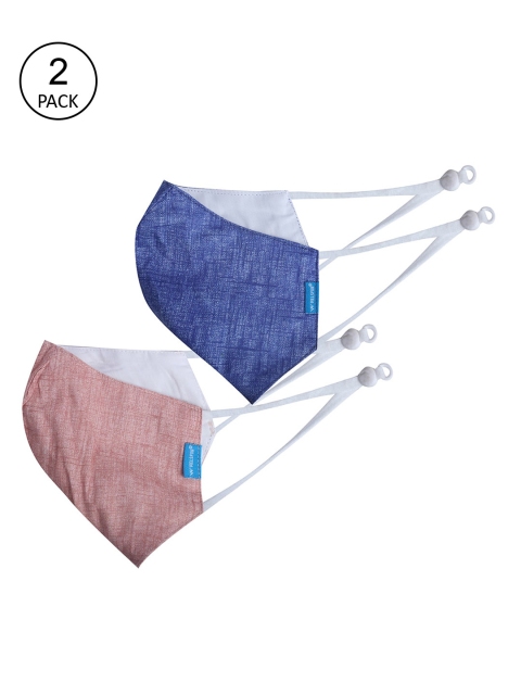 

Welspun Unisex Pack Of 2 Solid 5-Ply Anti-Viral Reusable Outdoor Protective Masks, Blue