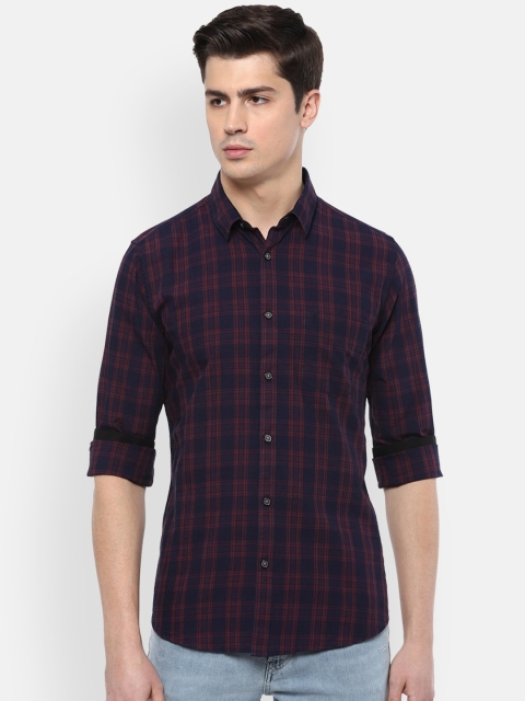 

Peter England Men Navy Blue Slim Fit Checked Casual Shirt