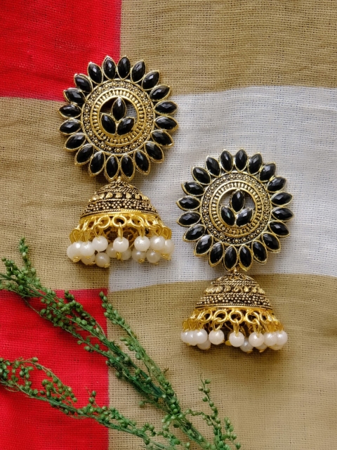 

Crunchy Fashion Black Contemporary Jhumkas