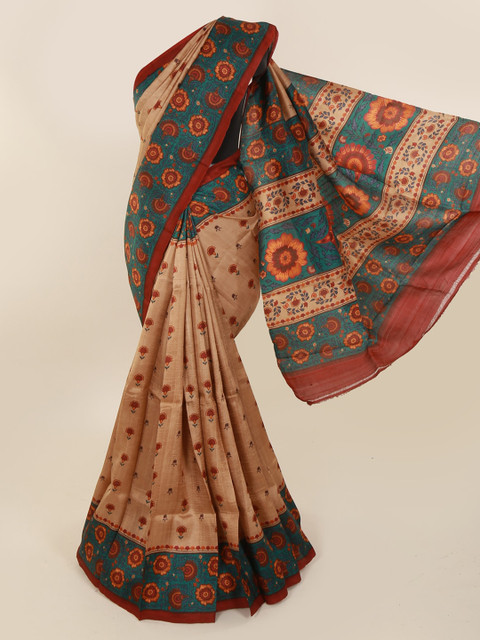 

Pothys Brown Pure Silk Printed Murshidabad silk Saree