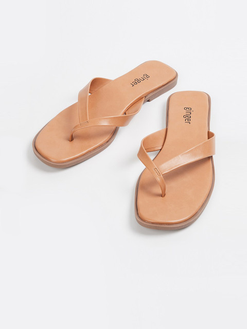 

Ginger by Lifestyle Women Tan Brown Solid Open Toe Flats
