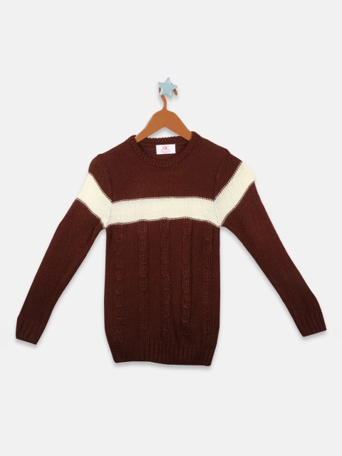 

OWM Boys Brown Self Design Pullover Sweater
