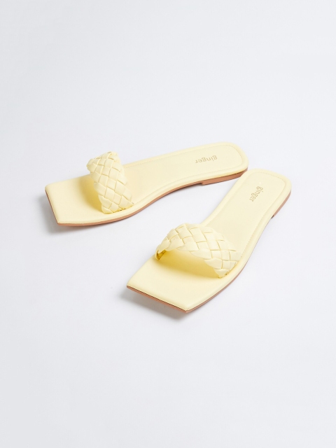 

Ginger by Lifestyle Women Yellow Textured Open Toe Flats