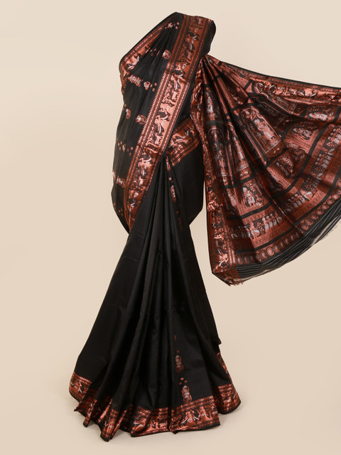 

Pothys Black Pure Silk Woven Design Baluchari Saree