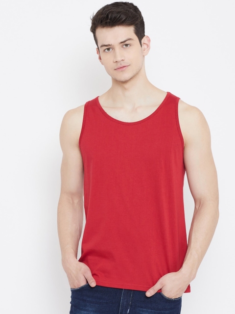 

Rodzen Men Maroon Solid Round Neck T-shirt