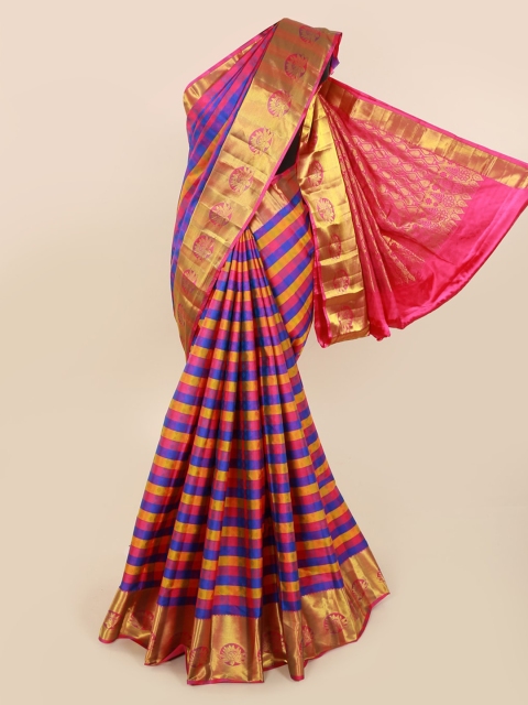 

Pothys Multicoloured Pure Silk Checked Kanjeevaram Saree, Multi