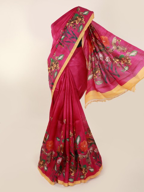 

Pothys Magenta Pure Silk Printed Murshidabad silk Saree