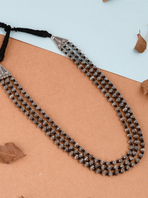 

Imittire Silver-Toned Brass Silver-Plated Layered Necklace