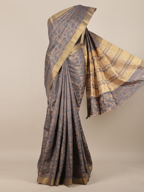 

Pothys Grey & Gold-Toned Jute Silk Woven Design Saree