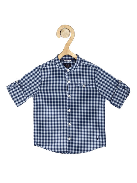 

Allen Solly Junior Boys Blue & White Regular Fit Checked Cotton Casual Shirt