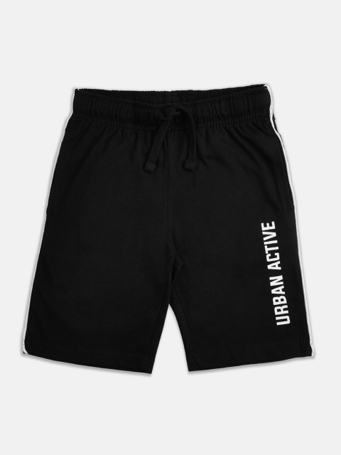 

Pantaloons Junior Boys Black Printed Regular Fit Regular Shorts