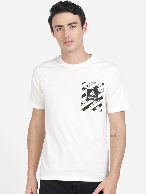 

ANTHEM Men Off-White Printed Round Neck T-shirt