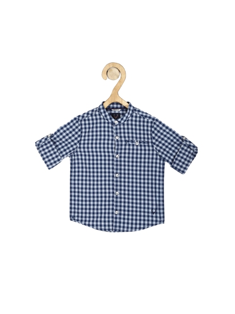 

Allen Solly Junior Boys Blue Regular Fit Checked Cotton Casual Shirt