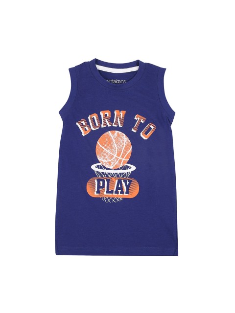 CHALK by Pantaloons Boys Navy Blue Printed Round Neck T-shirt