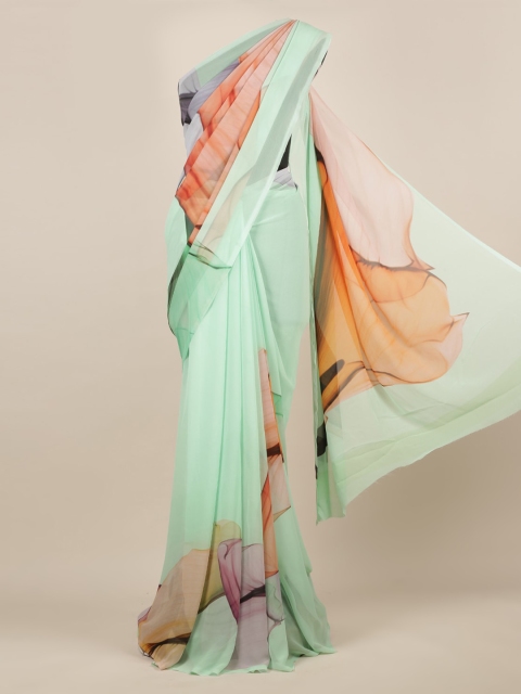 

Pothys Green Printed Poly Chiffon Saree