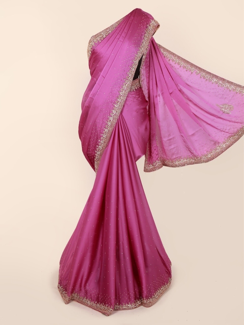 

Pothys Purple Solid Pure Georgette Saree