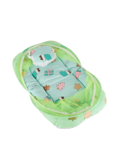 

mittenbooty Infant Kids Green & Blue Cartoon Characters Printed Mosquito Net Bedding
