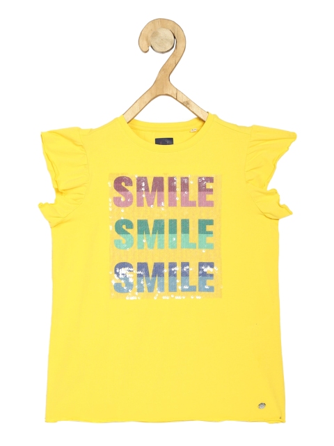 

Allen Solly Junior Yellow Printed Cotton Top