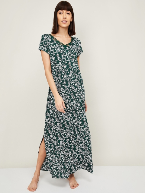 

Ginger by Lifestyle Green & White Printed Nightdress