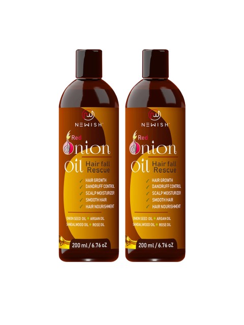 

NEWISH Pack Of 2 Onion Hair Oil With 14 Essential Elements 200 ml, Red