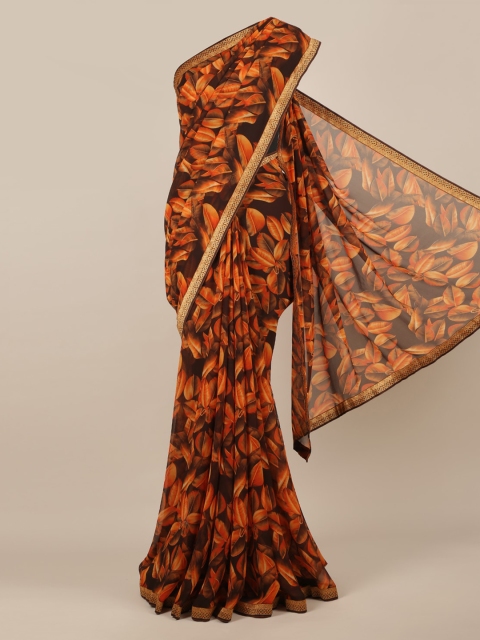 

Pothys Brown Printed Poly Chiffon Saree