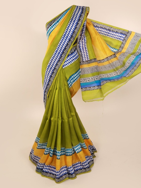 

Pothys Green Pure Silk Solid Murshidabad silk Saree