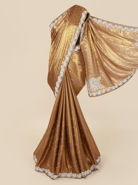 

Pothys Gold-Toned Embellished Pure Georgette Saree