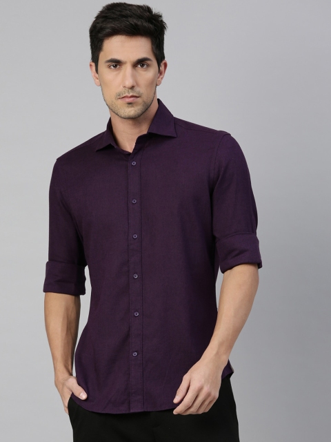 

RARE RABBIT Men Purple Regular Fit Self Design Casual Shirt