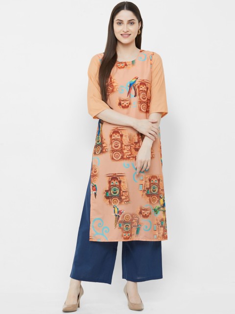 

7Threads Women Multicoloured Quirky Printed Crepe Straight Kurta, Multi