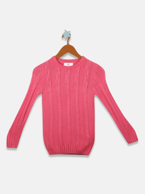 

OWM Boys Pink Self Design Pullover Sweater
