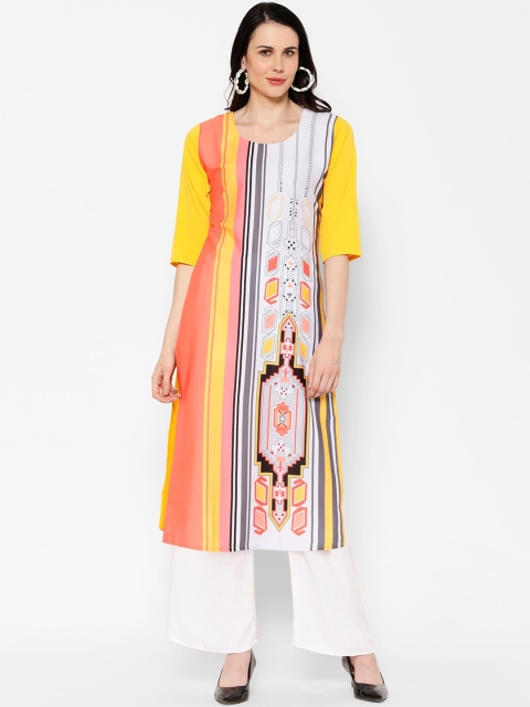

7Threads Women Multicoloured Ethnic Motifs Printed Crepe Kurta, Multi