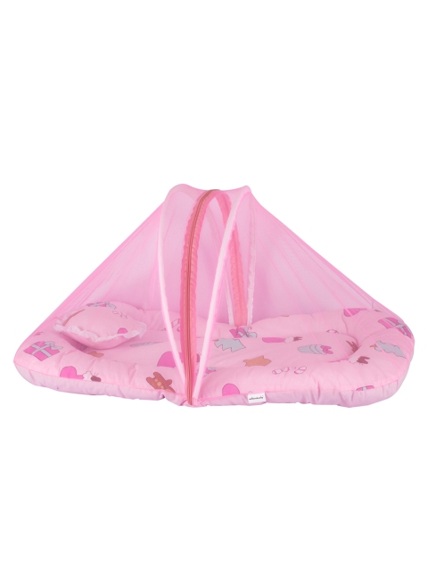 

mittenbooty Infant Kids Pink & White Printed Mosquito Net Bedding