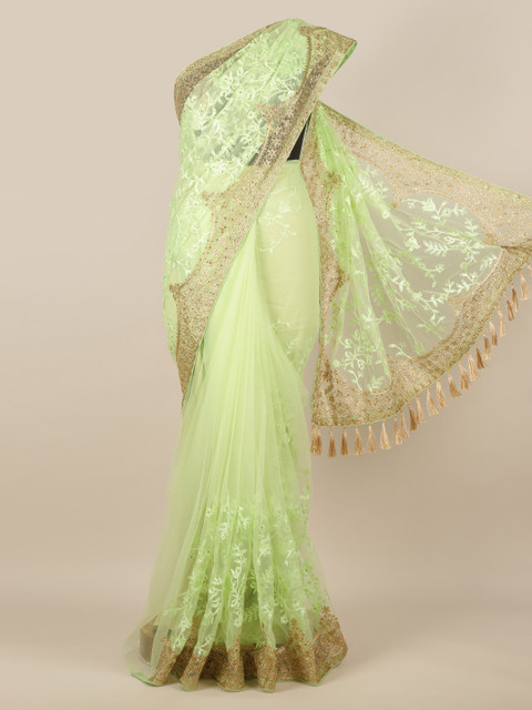 

Pothys Green Embroidered Net Saree
