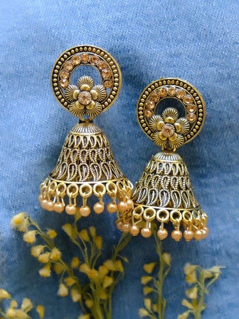 

Crunchy Fashion Gold-Plated Paisley Shaped Jhumkas