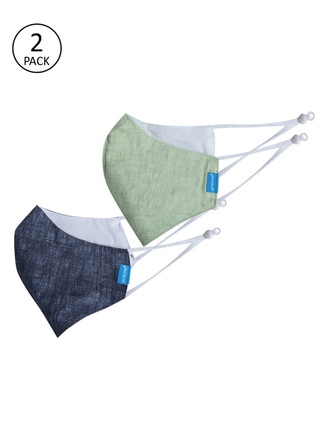 

Welspun Unisex Pack of 2 Solid 5-Ply Protective Outdoor Masks, Blue