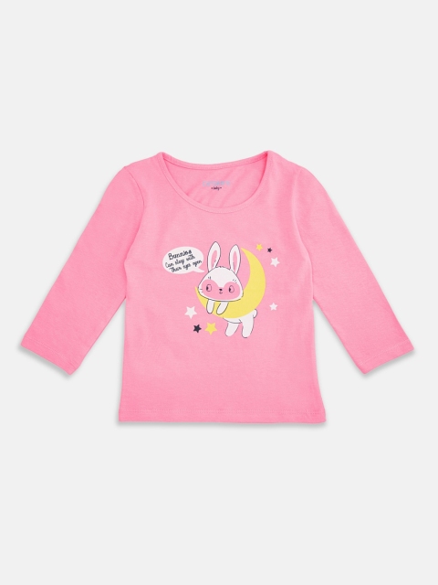 

Pantaloons Baby Girls Pink Printed Round Neck Cotton T-shirt