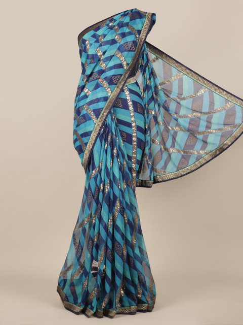 

Pothys Blue Printed Poly Chiffon Saree