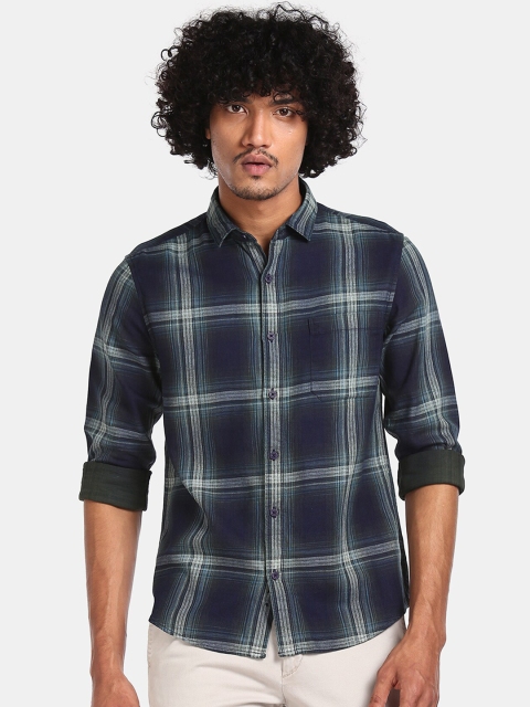 

Cherokee Men Green Slim Fit Checked Casual Shirt