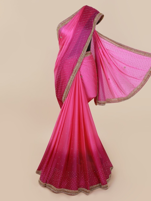 

Pothys Pink Embellished Pure Georgette Saree