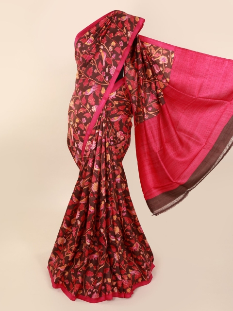 

Pothys Brown Pure Silk Printed Murshidabad Silk Saree